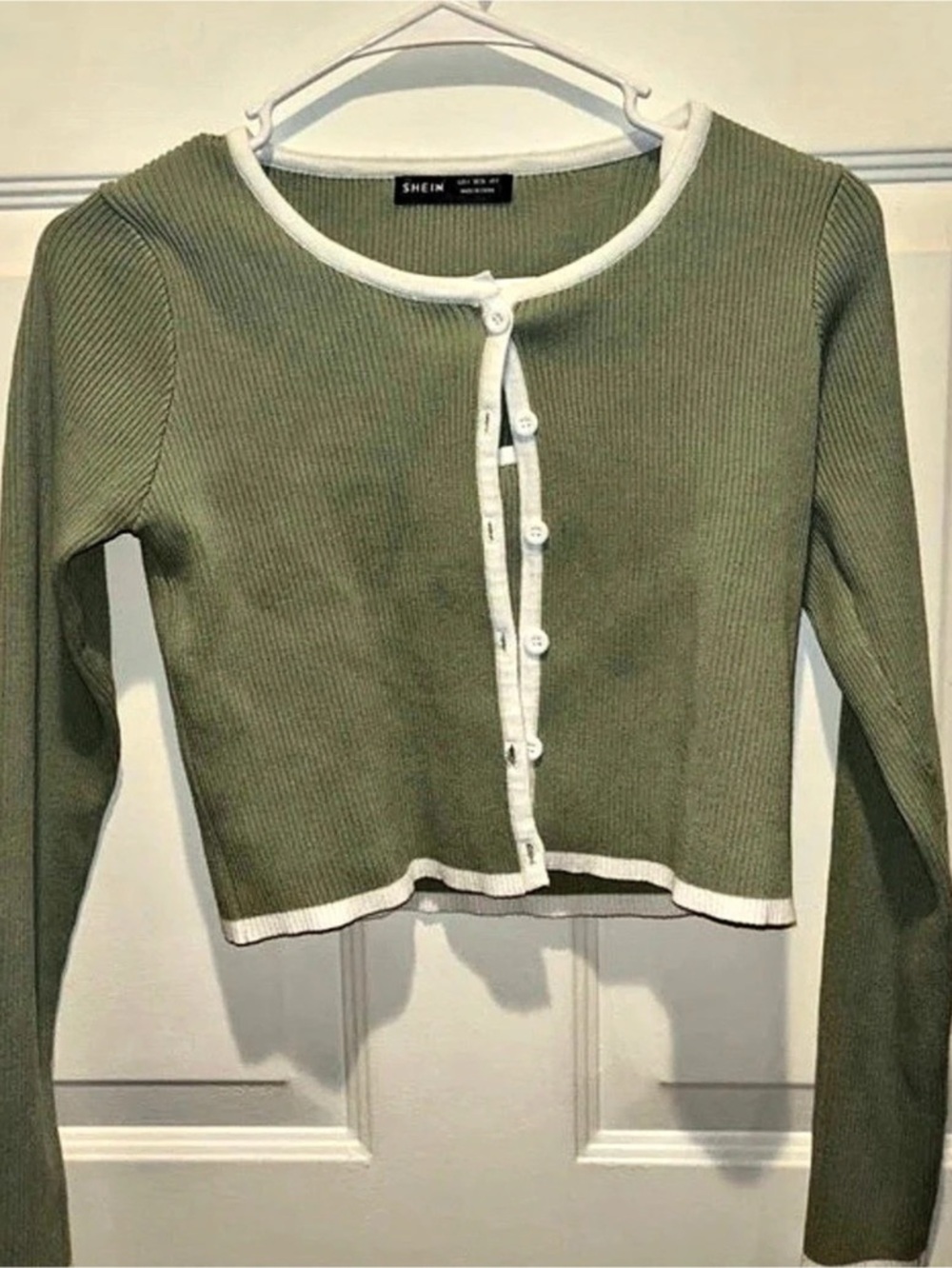SHEIN Green & White Crop Top Set Size Medium Like New